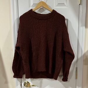 LC Lauren Conrad Rich Burgundy Crew Neck Sweater